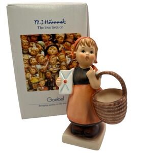 VTG M I Hummel Goebel Figurine Meditation Girl Basket W/ Letter West Germany 62